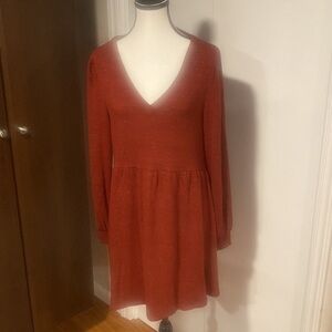 Loft Drop Waist Tunic Dress - Rust
